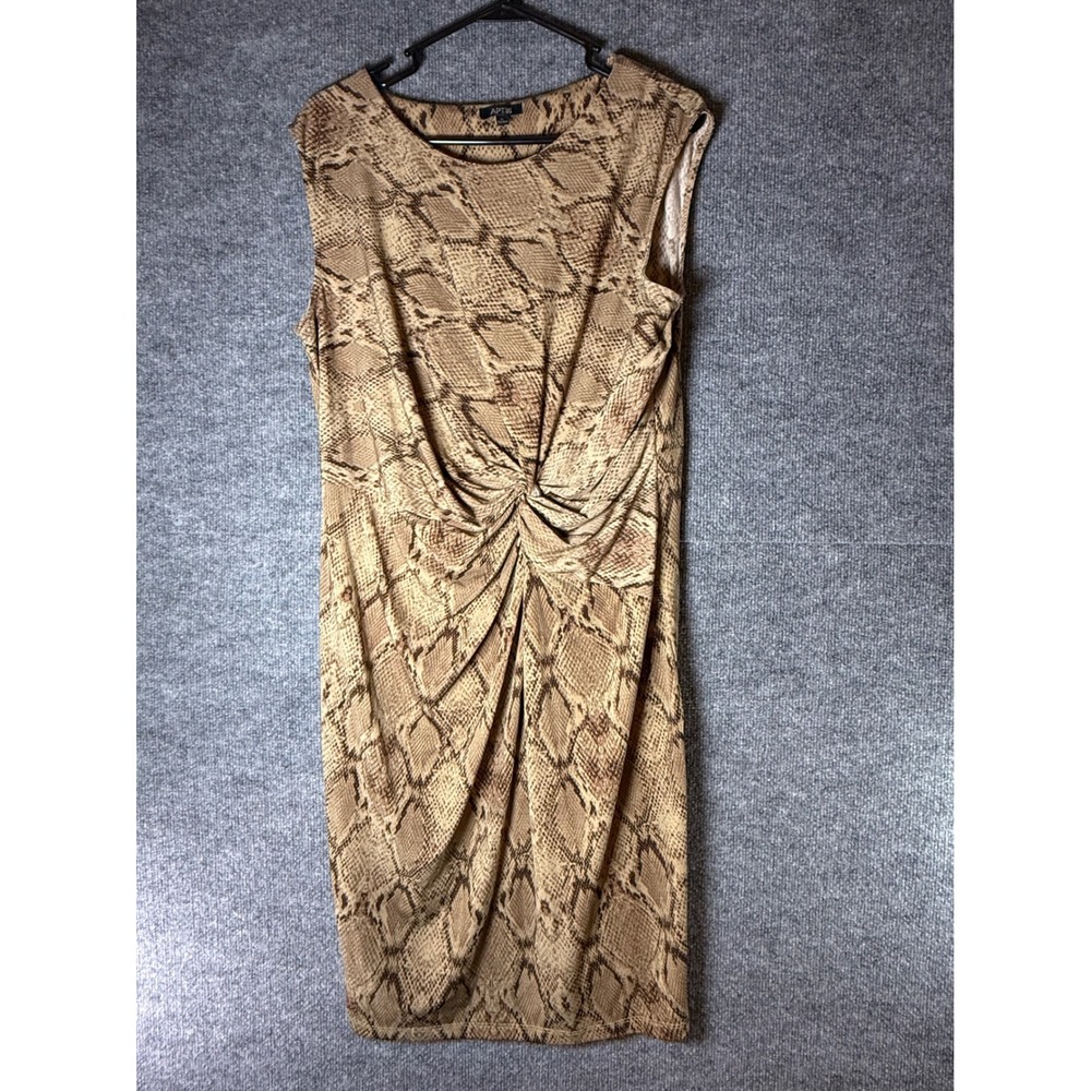 Apt. 9 Womens XL Brown Snakeskin Twist Front Sleeveless Sheath Dress‎ Stretch